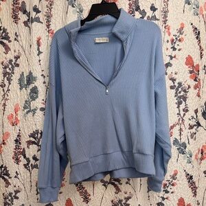 Women's A&F Blue Half-Zip Sweater